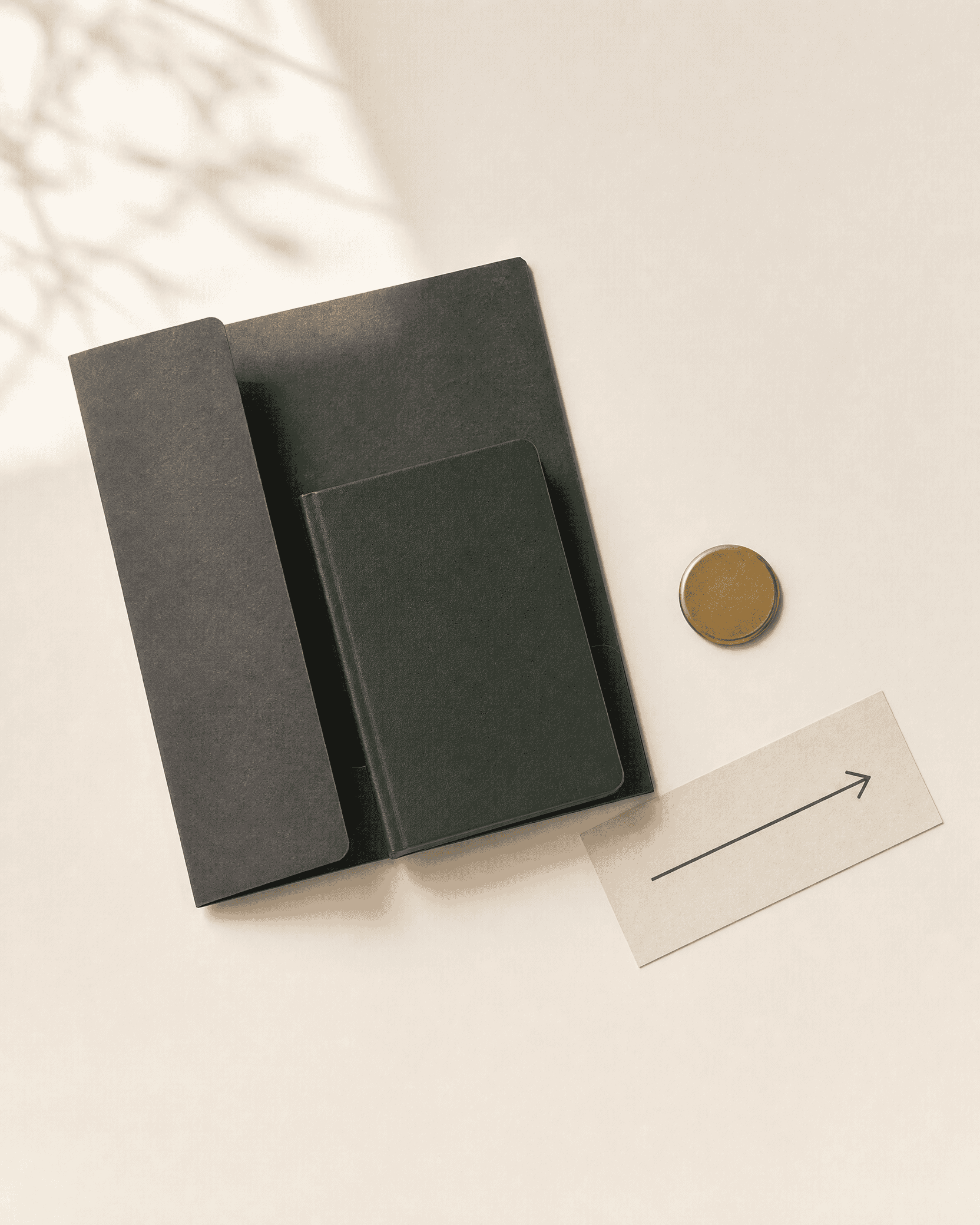 A private cash-flow system notebook, token, and progress marker